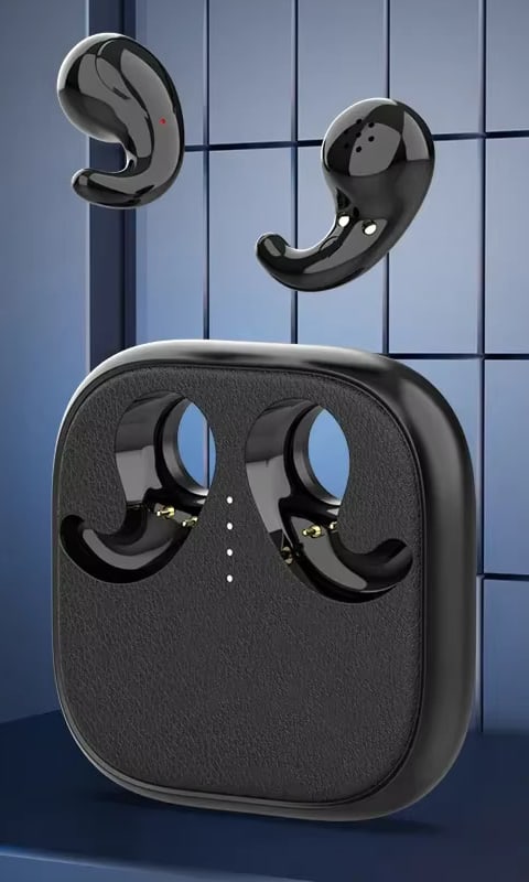 The Sleep Earbuds above their charging case